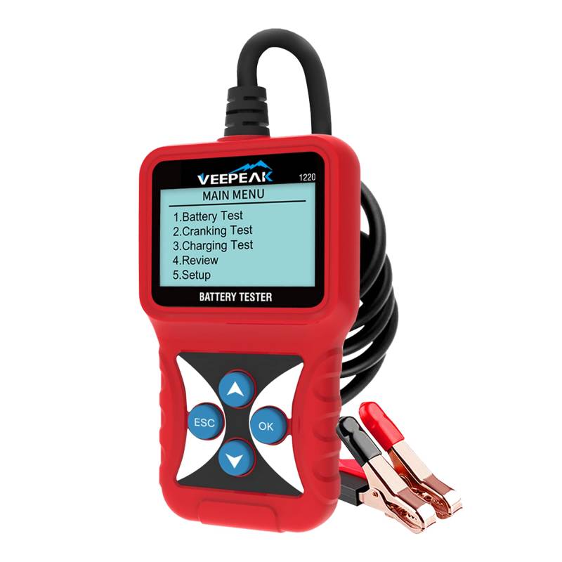 Veepeak 12 V Autobatterietester, Automotive 100-2000 CCA Digital Batterieladungstester Analyzer Lichtmaschine Checker Fahrzeug Kurbel & Ladesystem Diagnosewerkzeug für Autos, Motorräder, Boote von Veepeak