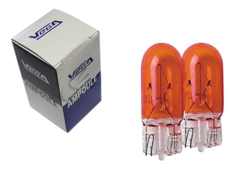 2 x Vega® Blinkerbirnen WY5W W5W T10 orange Masse 12V von Vega