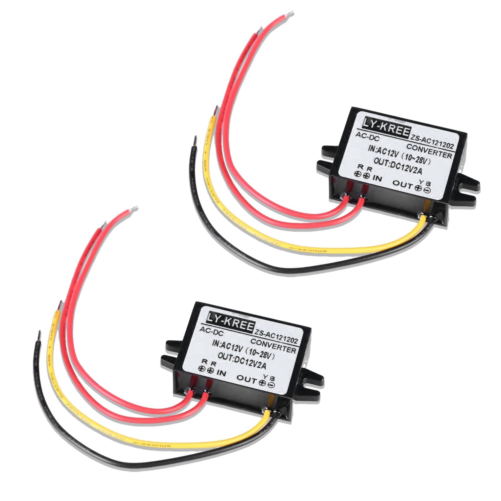 2 Stück AC DC Stromwandler AC 12 V (10–28 V) auf DC 12 V Abwärtswandler Spannungswandler Spannungsstabilisator Modul Spannungsregler Regler Konverter für Wasserpumpe Auto Bildschirm Monitorkamera (2A) von Vegena