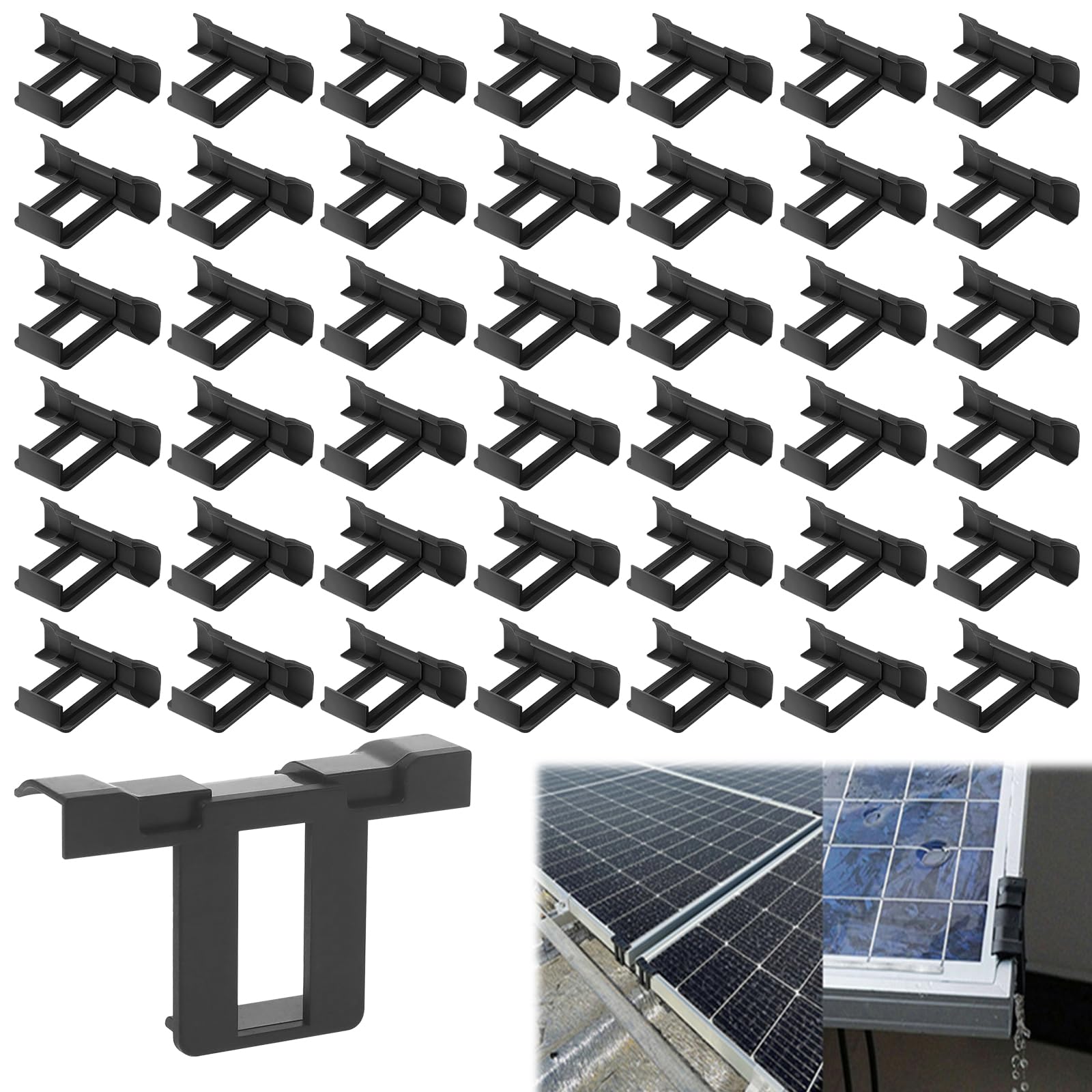 Solarpanel Wasserablauf Clips,40 Stück Solar Panel Wasser Drainage Clips 30mm,Solarpanel Schlammentfernungsclip,Wasserablauf Wasserableitung Clip,Entwässerung Clips für Photovoltaik Panel Wasserablauf von Vegena