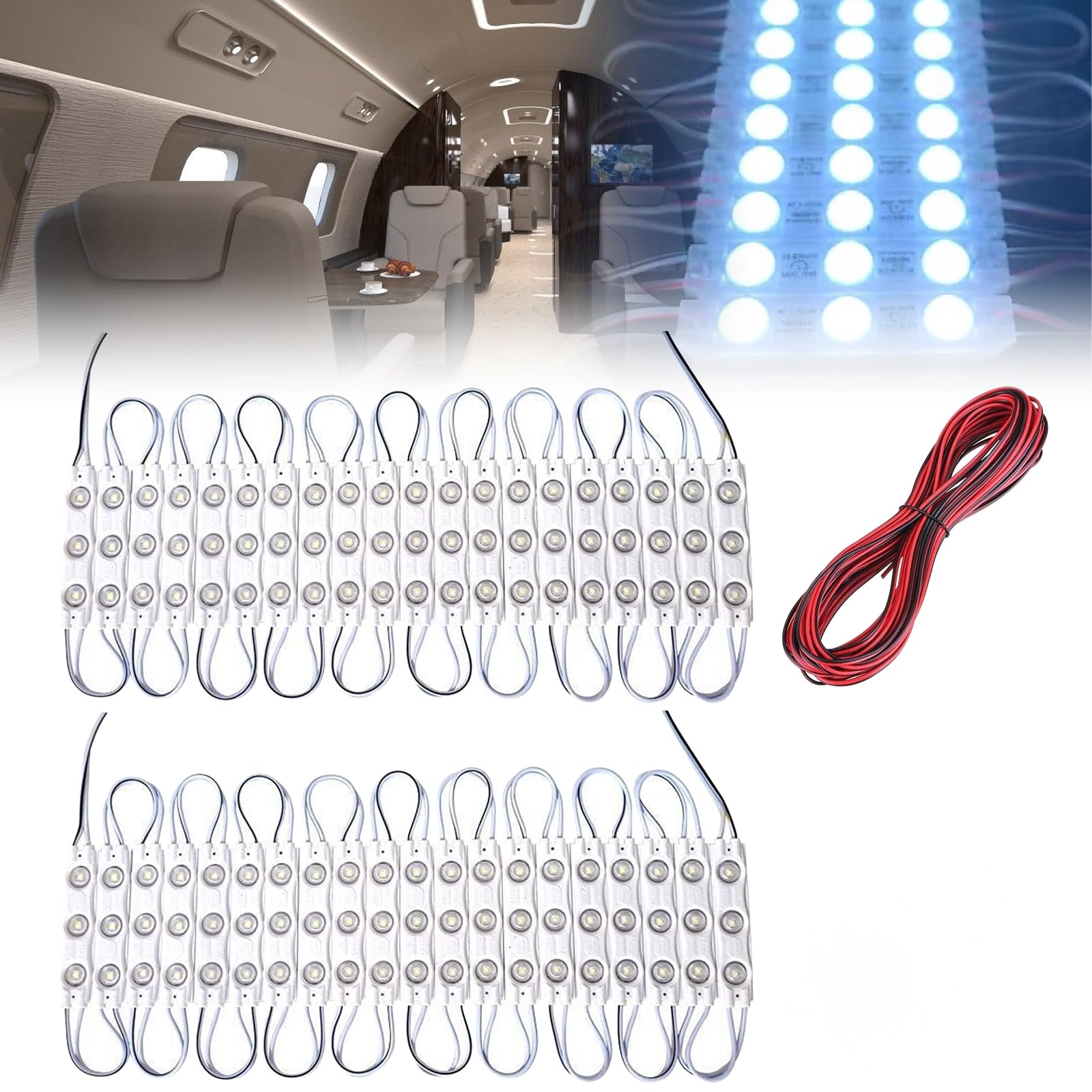 Vegena 120 Leds Auto Innenbeleuchtung Streifenleuchten 12v Interior Licht Auto Leseleuchte Innenbeleuchtung Auto Led Deckenleuchten Kit Mit Verlängerungskabe Innenlichtleiste, Für Van Caravan Boot von Vegena