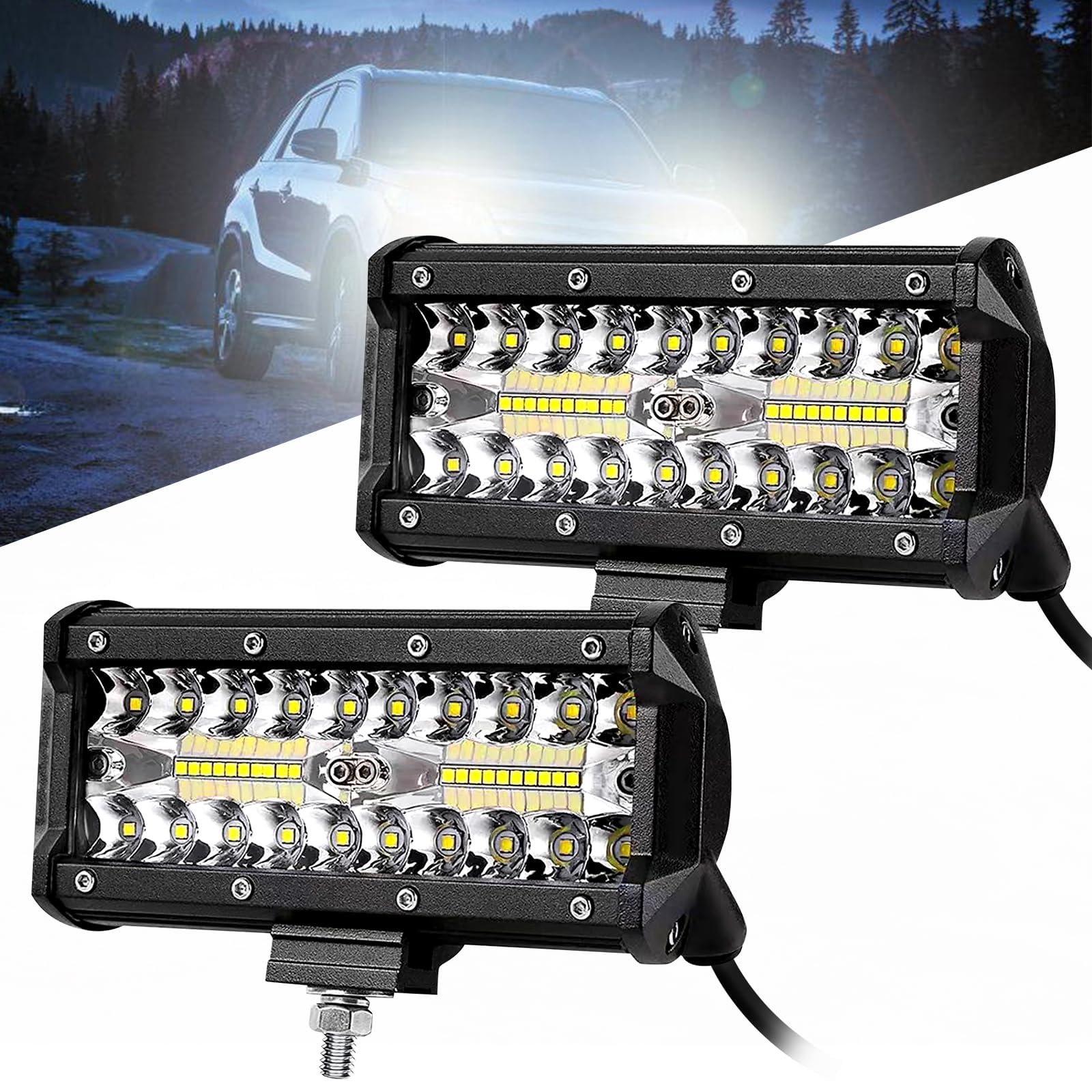 Vegena 2 Stück LED Arbeitsscheinwerfer, 7 Zoll 240w Arbeitsscheinwerfer LED, LED Scheinwerfer 12V, IP67 Zusatzscheinwerfer Wasserdicht Rückfahrscheinwerfer Für Suv Traktor Bagger Traktoren Schlepper von Vegena