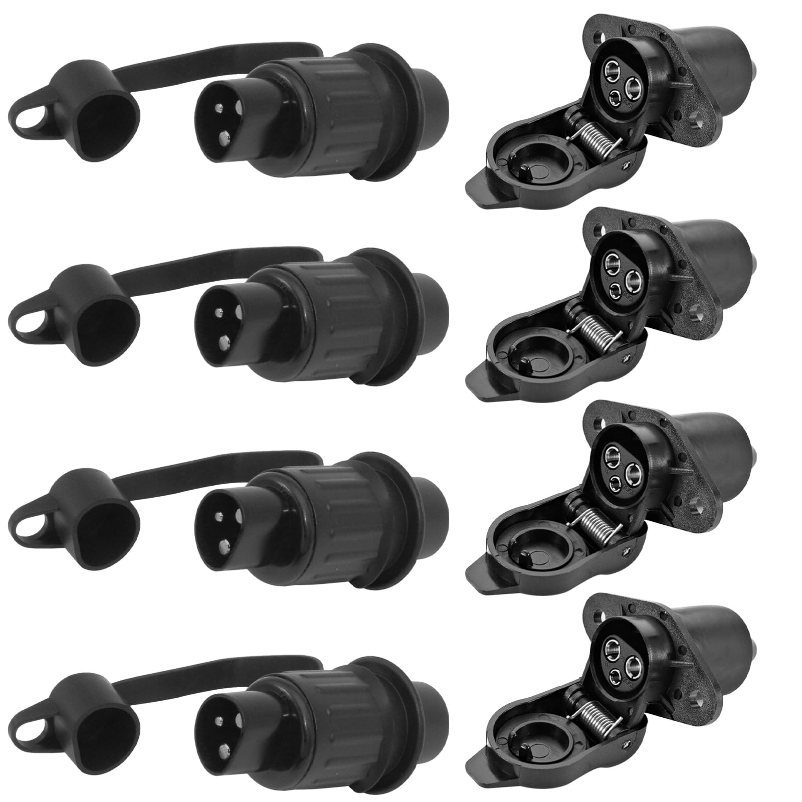 Vegena 4 Stück Stecker 3 Polig und Steckdose 3 Polig, 3 Polig Traktor Stecker Steckdose 12V, Anhänger Stecker Steckdose 3 Polig Wasserdicht Nach DIN 9680, 3 Polig Stecker Steckdose für LKW PKW KFZ von Vegena