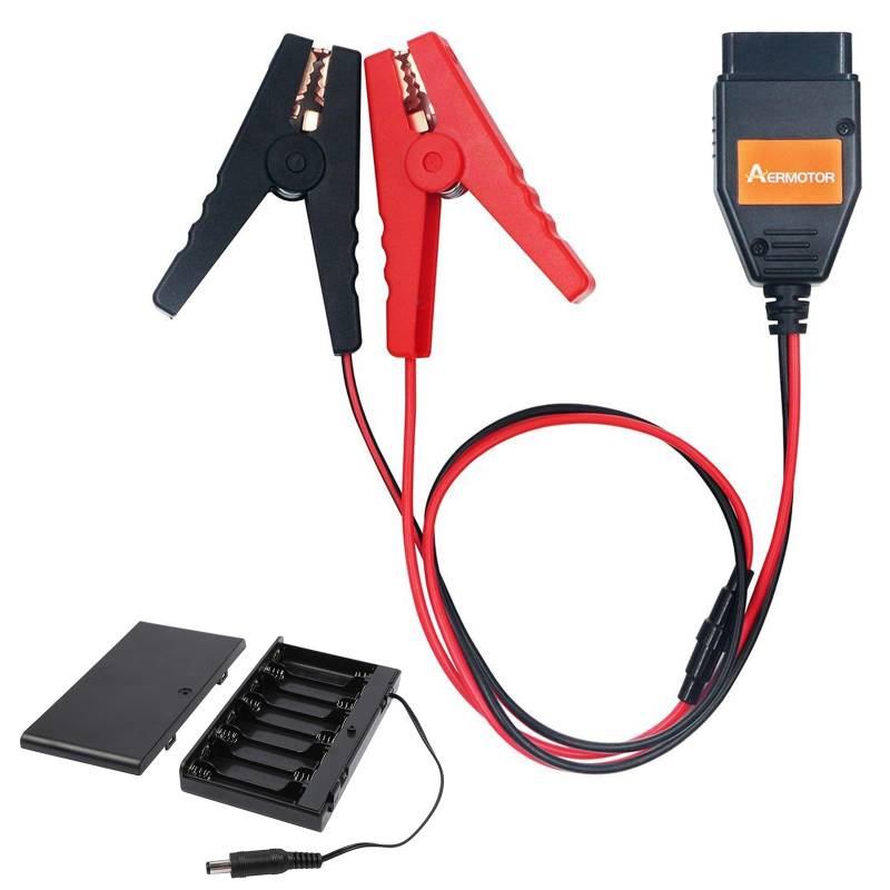 Vegena ECU-Notstromversorgungskabel Mit Clip,Auto-OBD2-ECU-Anschluss Mit Batteriefach,12V OBDII Stromversorgungskabel,Fahrzeug ECU Notstromkabel Für Auto,Autobatterie von Vegena