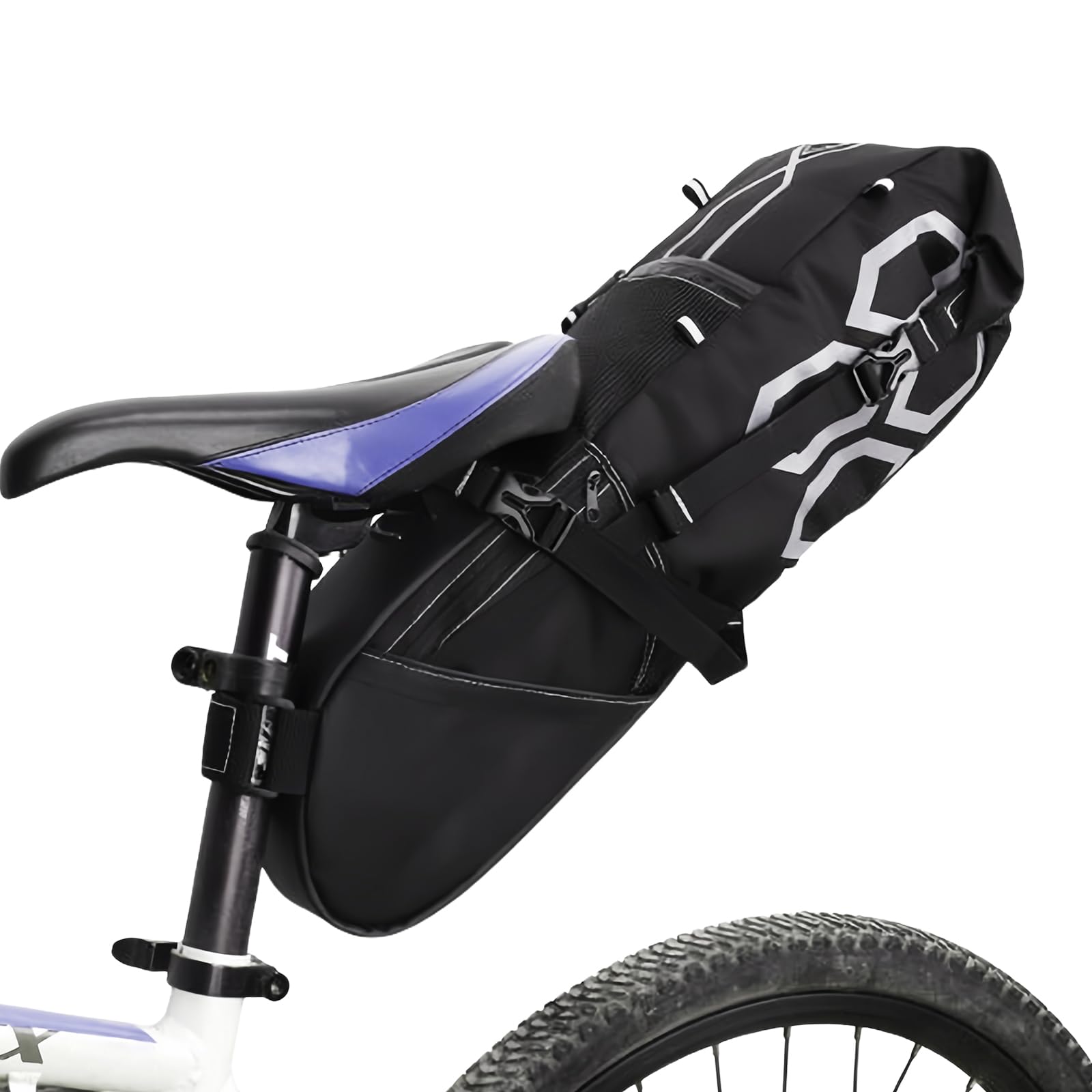 Vegena Satteltasche Fahrrad 12 L Fahrradsitz Tasche, Fahrradtasche Sattel Sitztasche Fahrrad Satteltaschen Wasserdicht Bikepacking Satteltasche Für Fahrräder Mountainbikes Rennräder Schwarz von Vegena