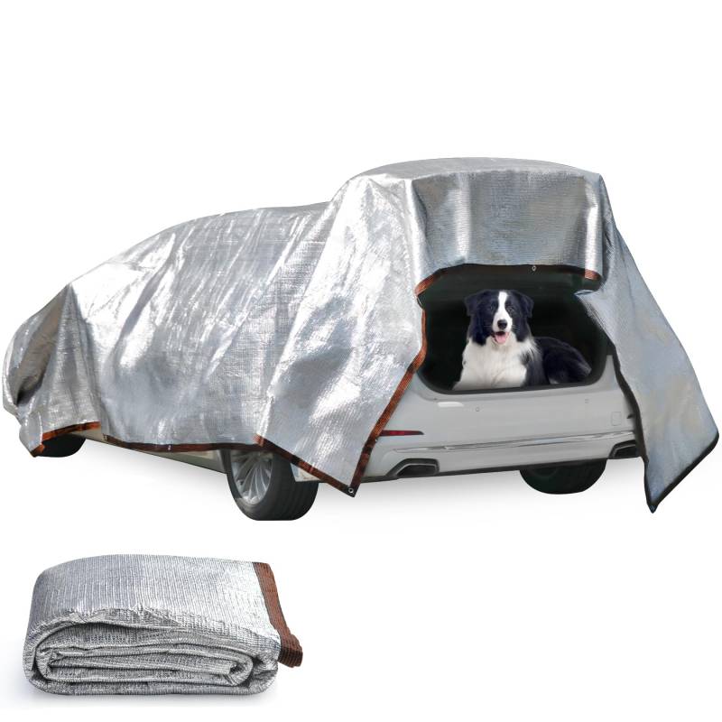 Sonnenschutz Auto Hund 4x6 m - Alunetz Schattennetz Auto Sonnensegel 85% UV, Sonnenschutz für Zelte beim Camping, 2 Nylon-Seil 10m von Vehipa