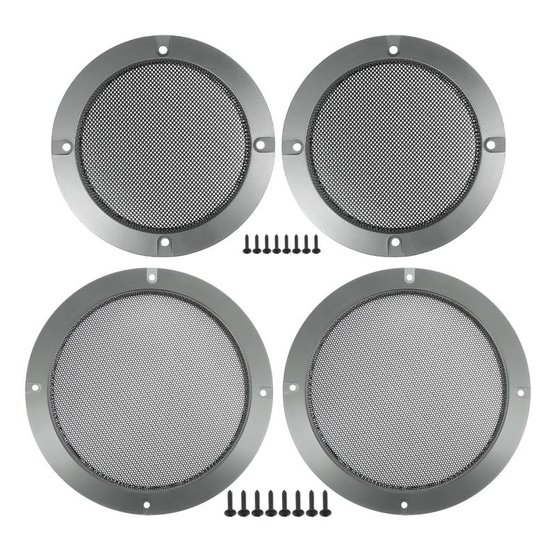 VekAuto Universal 4" 6.5" Lautsprechergrills Abdeckung Gitter Rund Audio Subwoofer Schutz mit Montageschrauben Eisen Grau - Packung mit 4 Stück von VekAuto