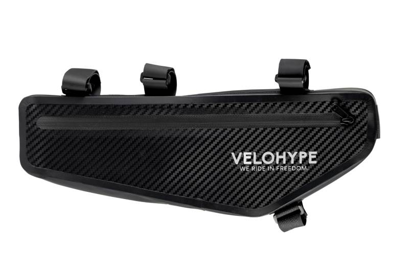 Velohype® Bikepacking Rahmentasche | 3 Liter | 100% Wasserdicht | extrem Fester Halt | reissfestes Carbon-Hydroguard Material | für Gravelbike, Rennrad, MTB und Touren Fahrräder | inkl.Schutzaufkleber von Velohype