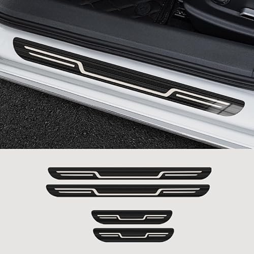 4 Stück Auto Edelstahl Türschweller Protector für Cadillac ATS Sedan 2013-2019, Auto Edelstahl Einstiegsleisten Türschweller Pedal(Black brushed look) von Ventoluxl