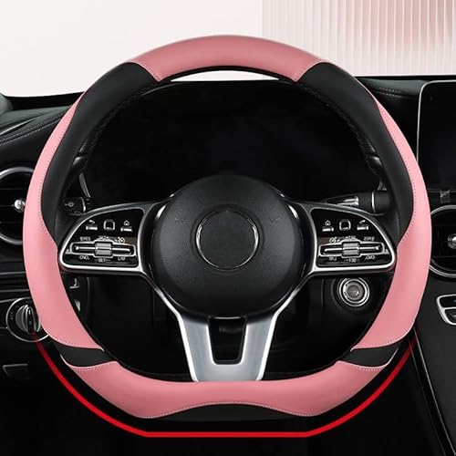 Auto Lenkradhüllen für Smart Fortwo II Coupe (C451), Auto Lenkradbezug Rutschfester Auto Lenkradschutz Anti-rutsch Atmungsaktives Lenkradbezug(Pink,D Shape) von Ventoluxl