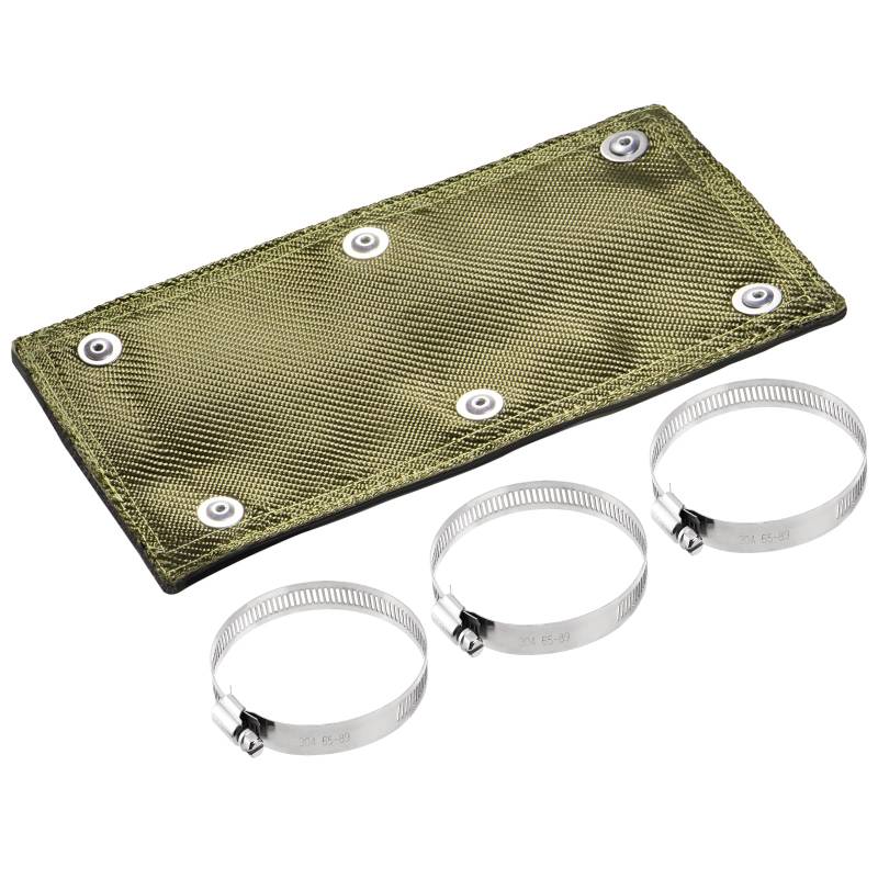 Hitzeschutzband Auspuff, Hitzeschutzmatte 30 x 15 cm Titanium Auspuffband Hitzeschild, mit Schlauchklemme, für Auto Motorrad Auspuff von Venussar