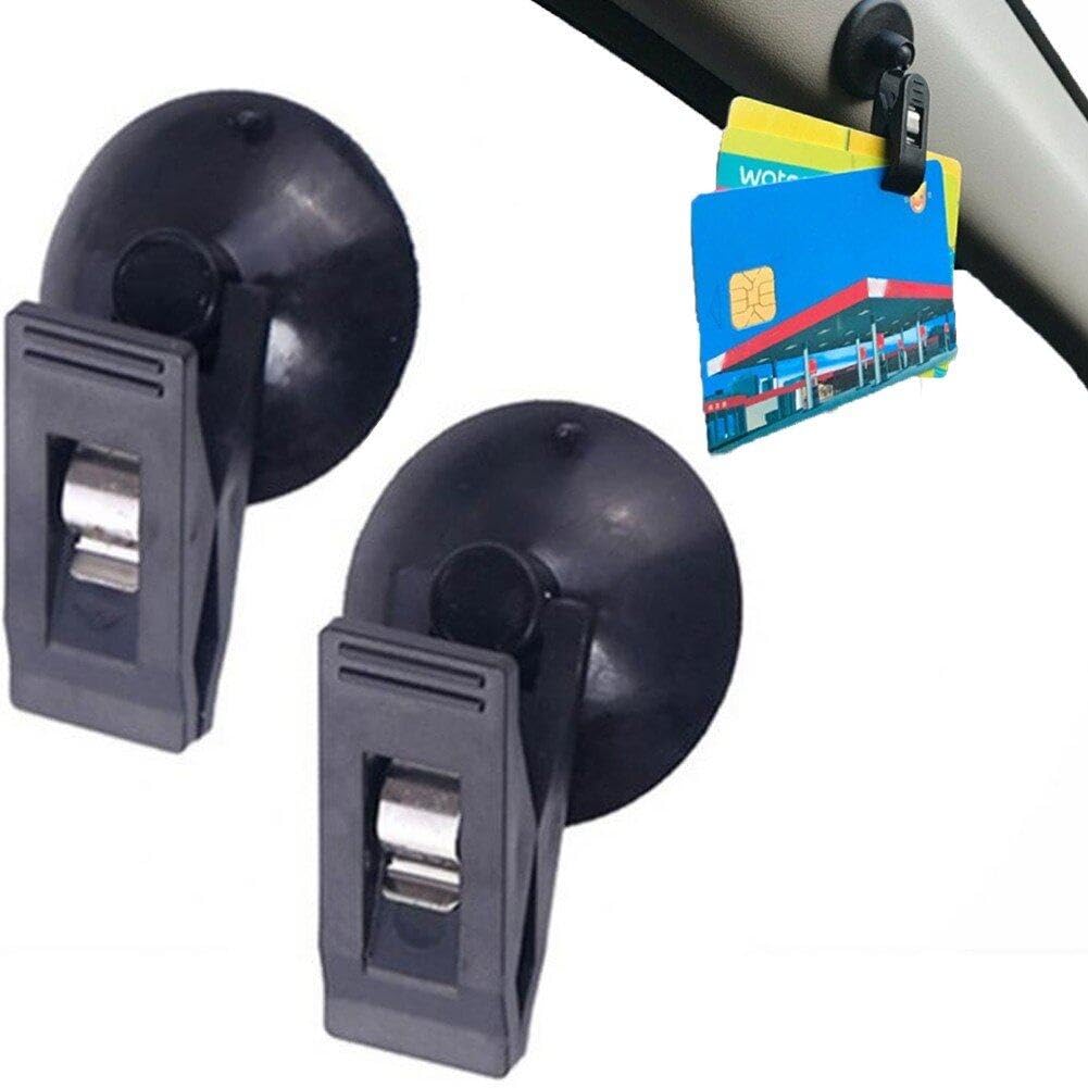 Vepoty Auto-Windschutzscheiben-Tickethalter 2 Stück Saugnapf Karten-Geld-Clip Mehrzweck-Parkticket-Halter Notizhalter von Vepoty