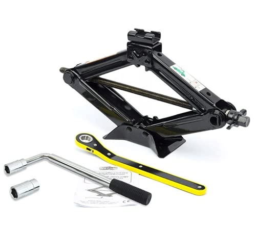 Scherenwagenheber 2T Car Jack Kit mit Ratsche und Radmutterschlüssel, Auto Heber 98-440 mm, flach, verdickte Stahlplatte, tragbarer Wagenheber für PKW SUV MPV von Verda