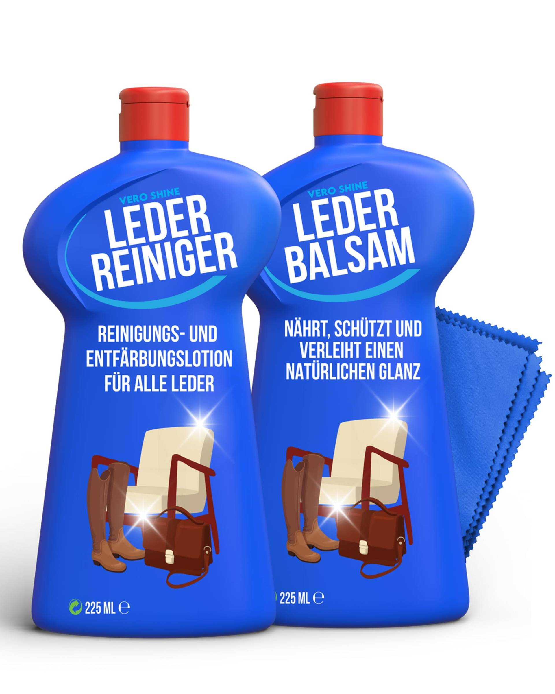 Vero Shine Lederpflege Set (2X 225ml), Leder Reparatur Set mit Lederreiniger und Lederbalsam von Vero Shine