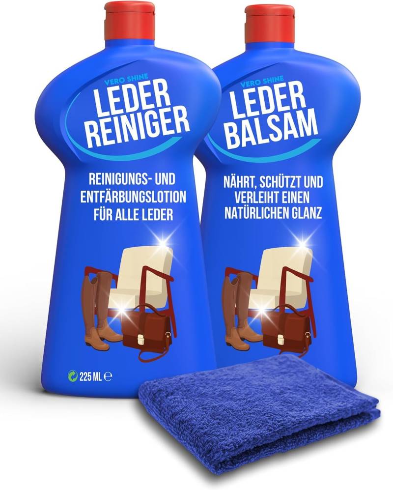 Vero Shine Lederpflege Set (2X 225ml), Leder Reparatur Set mit Lederreiniger und Lederbalsam von Vero Shine