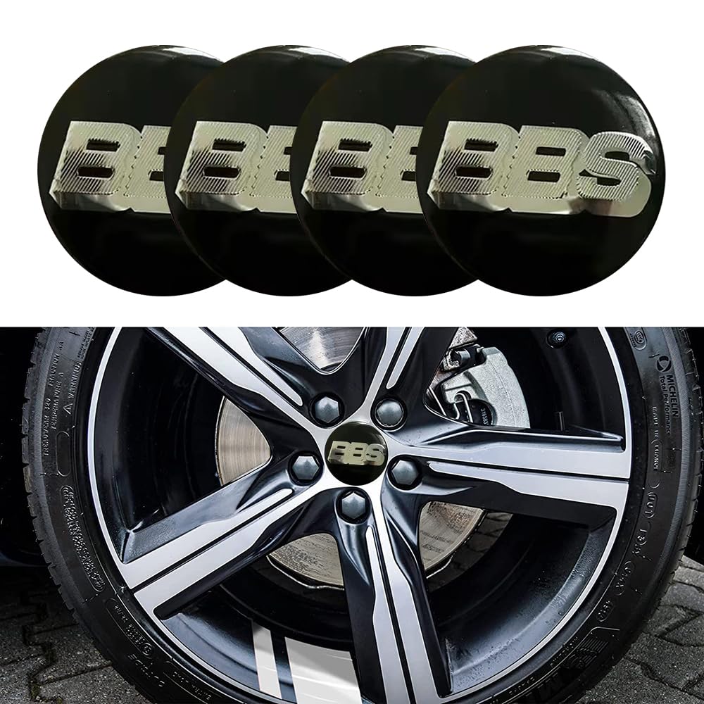 4 Stück 56MM Auto Center Nabenkappen Aufkleber,Für BBS,ABS Emblem Aufkleber Wasserdicht Staubdicht Ersetzbar Radnabenabdeckung,C von VeroCh