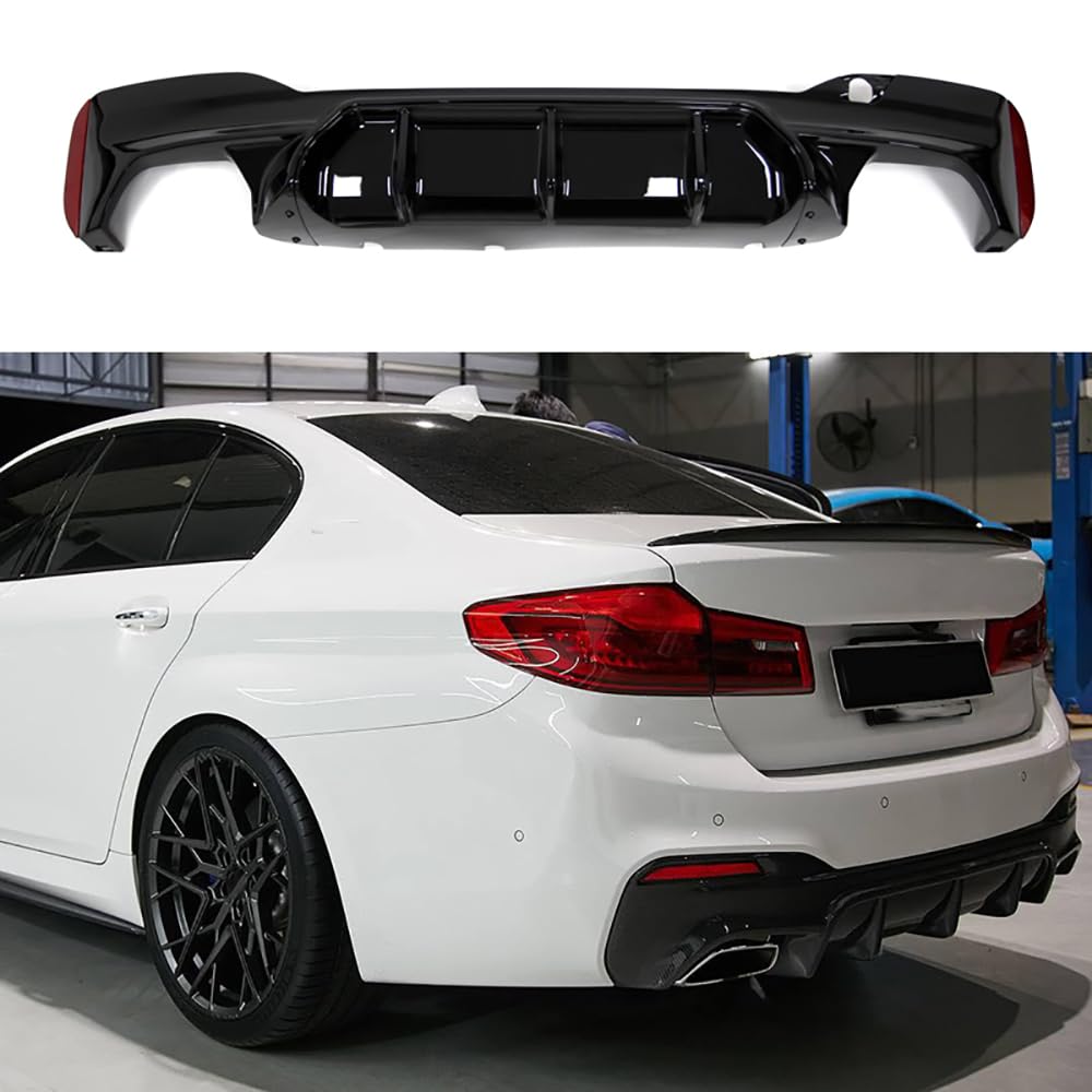 Auto Heckschürzen Heckspoiler Diffusor-Splitter, für BMW 5 Series G30/G38 2018-2023 die hintere Lippe im -Stoßstangenstil,A/Glossy Black von VeroCh