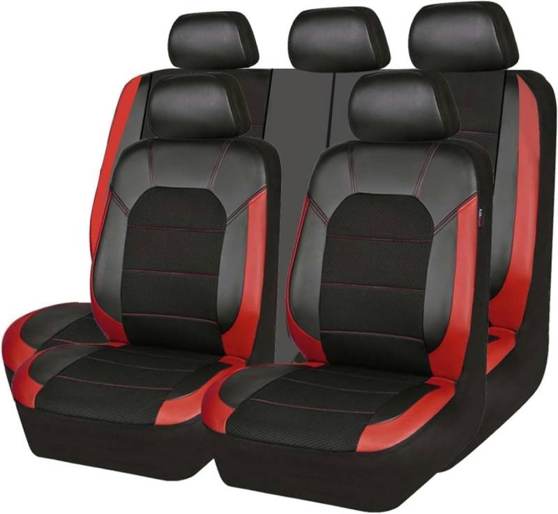 VewZJJ Auto Sitzbezügesets für Audi A5/S5/RS5,Komfortabler Atmungsaktiv Sitzschoner Satz Sitzbezug,rutschfest Wasserdichter Vorne RüCkbank Autositz SitzbezüGe,Black-Red von VewZJJ