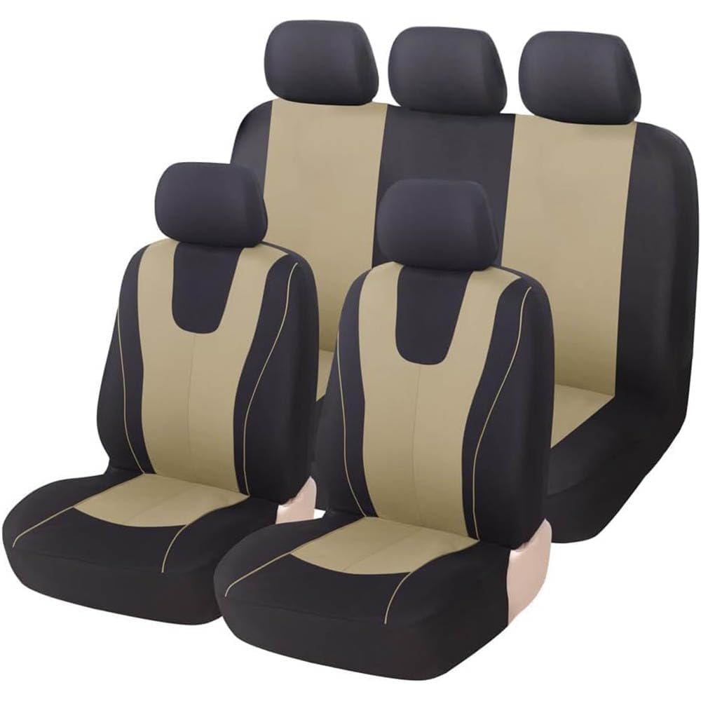 VewZJJ Auto Sitzbezügesets für Hyundai Grandeur/Xcent/Nexo/Aura,Komfortabler Atmungsaktiv Sitzschoner Satz Sitzbezug,rutschfest Wasserdichter Vorne RüCkbank Autositz SitzbezüGe,Beige von VewZJJ