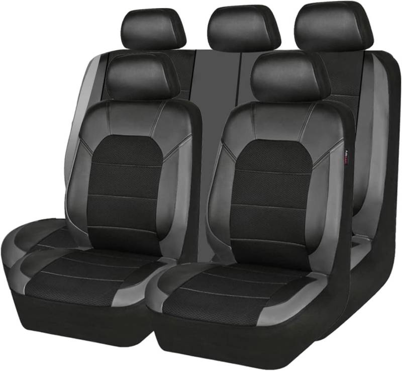 VewZJJ Auto Sitzbezügesets für Suzuki Kizashi/Across/Swace,Komfortabler Atmungsaktiv Sitzschoner Satz Sitzbezug,rutschfest Wasserdichter Vorne RüCkbank Autositz SitzbezüGe,Black-Grey von VewZJJ