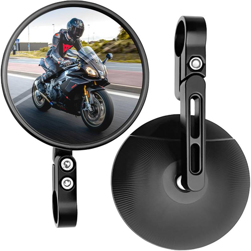 2 Stück Motorrad Spiegel E24 Geprüft für Lenkerdurchmesser von 22-25mm- Verstellbare Montage, 360° Drehung und 146° Neigungswinkel um den besten Blickwinkel zu erhalten sicheres Fahren von VexNook