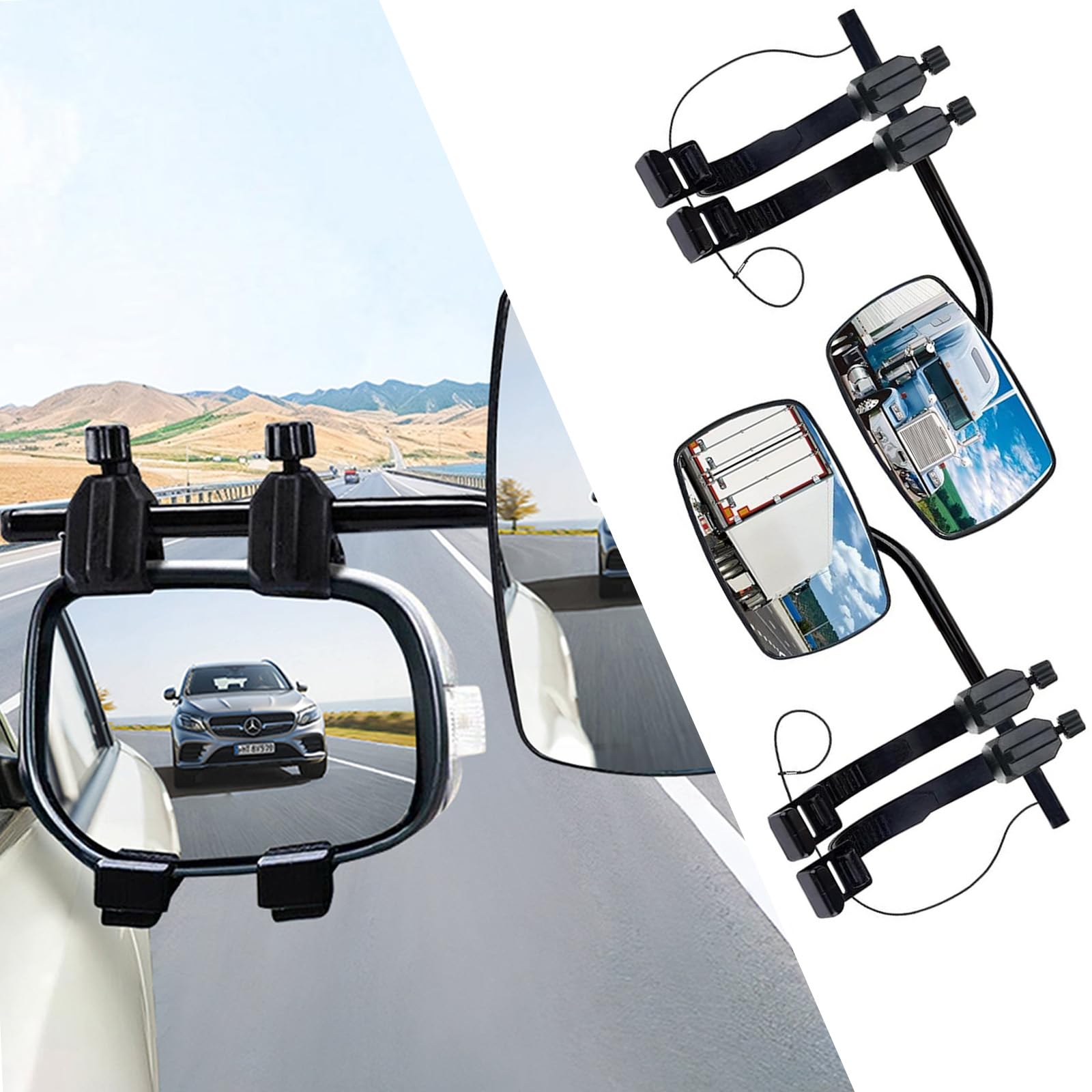 Wohnwagen Spiegel Auto Universal - Verbesserte Rücksicht, Einfache Montage, Flexibel Anpassbar, für Alle Fahrzeugtypen von VexNook