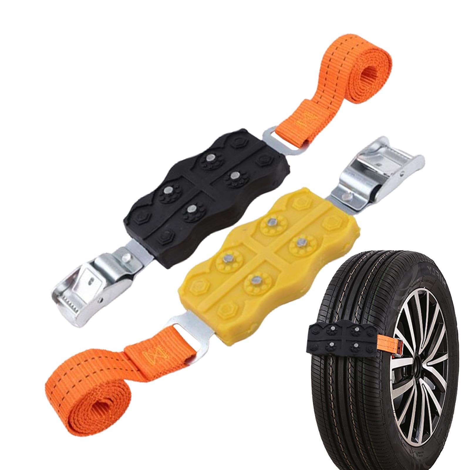 Reifengurte, Reifentraktionsmatten - 2X tragbares Gummiband-Traktionsgerät - Offroad-Fluchtwerkzeug, Radgurte, Schnee-Traktionsmatten-Alternative für Schnee, Schlamm, von Vgvgaj