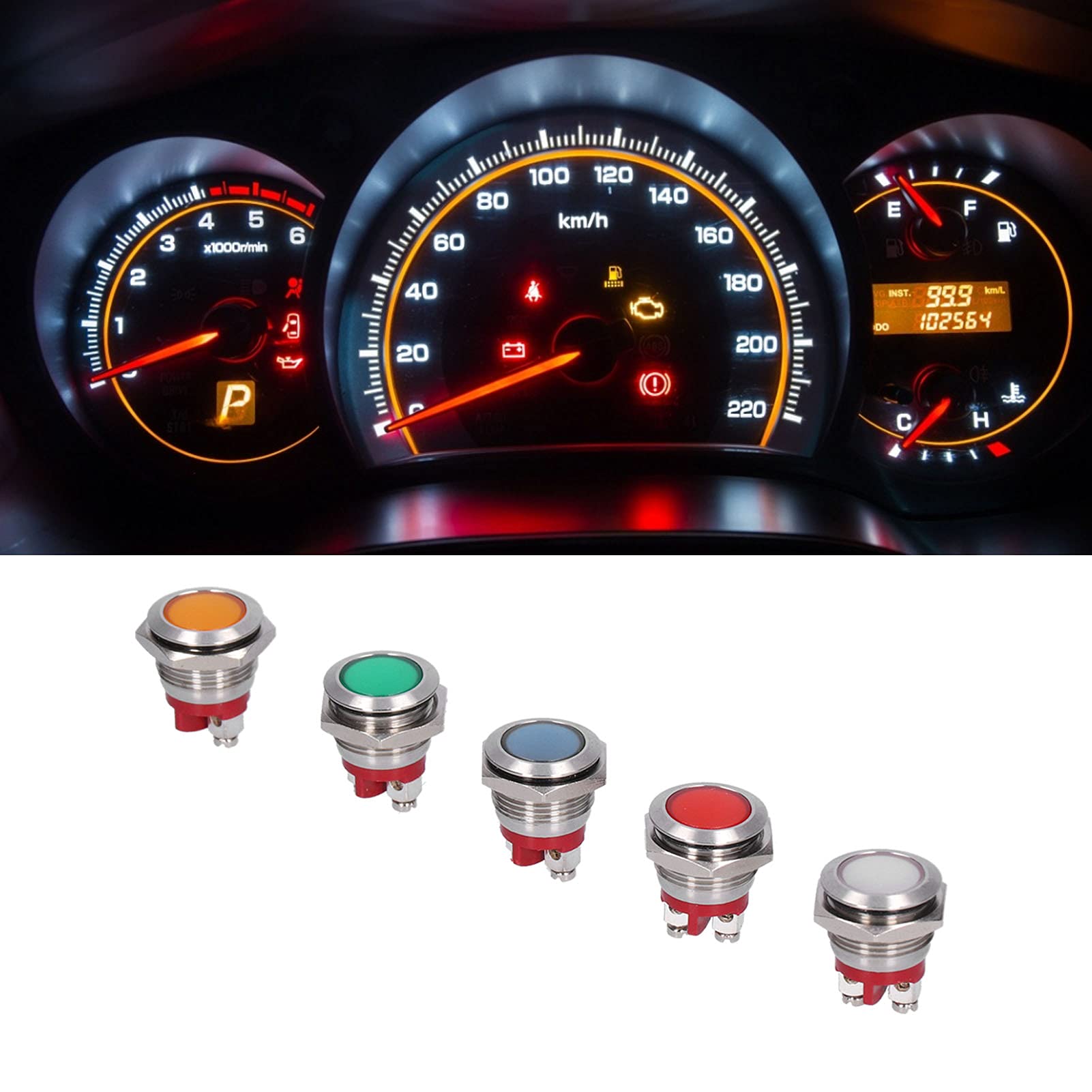 5Pcs Metall Signalanzeige Linght Led Kontrollleuchte Wasserdichte Kontrollleuchte Lampe Kontrolllampe Für Auto Lkw Boote,Tasten Und Anzeigen von ViaGasaFamido