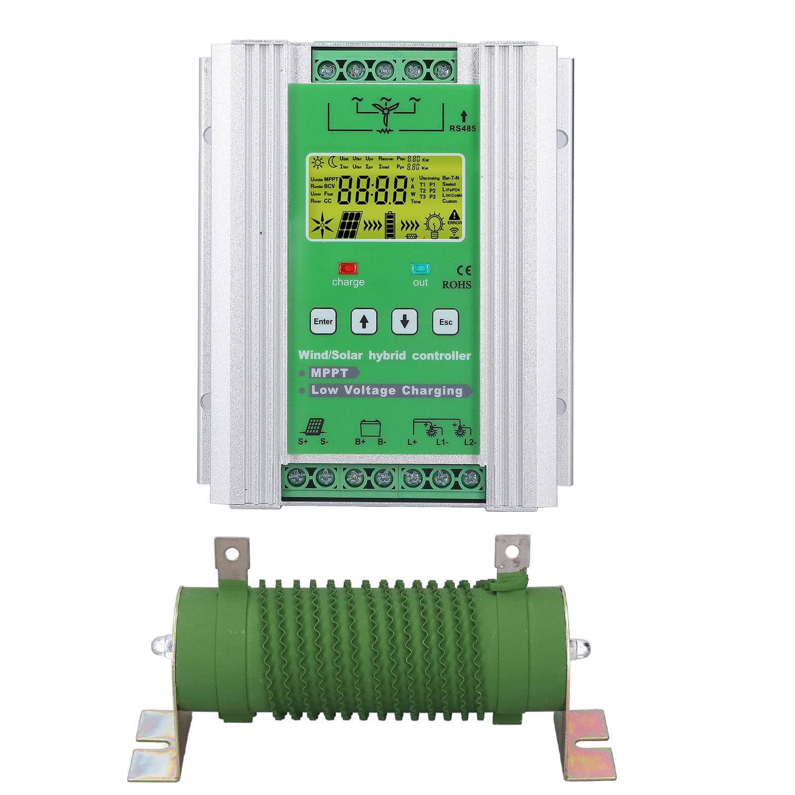 Wind-Solar-Hybrid-Controller, DC12V 24V Wind-Solar-Hybrid-Controller MPPT-Boost-Laderegler für Säure-Lithium-, Solar- und Windenergie-Wechselrichter von ViaGasaFamido