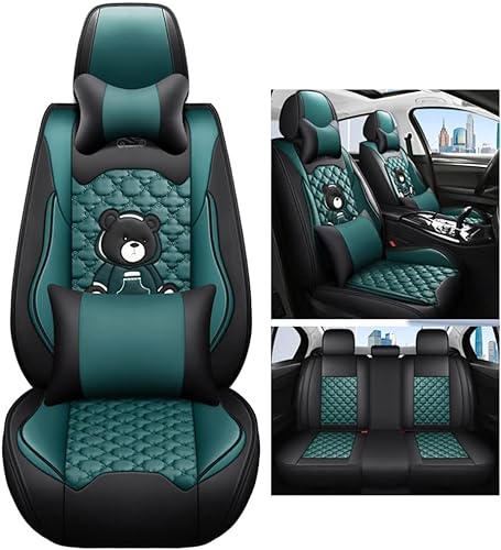 Universelle Autositzbezüge aus wasserdichtem Leder, komplettes Set, können Vorder- und Rücksitze schützen, passend für die meisten Autos, Seitenairbag-kompatibel, grüner Luxus (grüner Luxus) von Viaosa