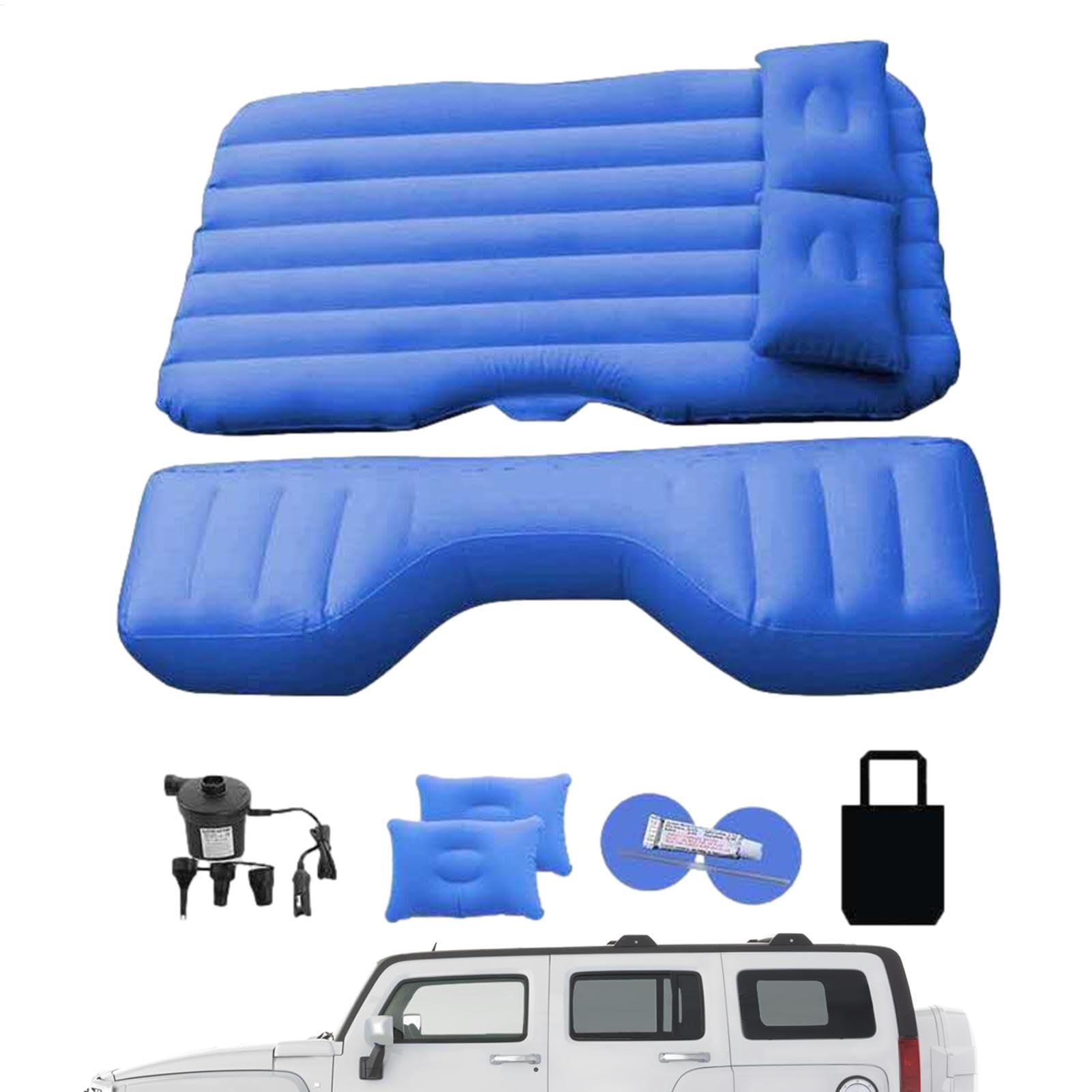 Aufblasbare Auto-Luftmatratze, Auto-Rücksitz-Camping-Luftbett mit Luftpumpe – Auto-Reisematratze 135 x 80 cm, erweitertes Luftsofa, tragbar für den universellen SUV-Rücksitz-Schlafbereich im Auto von Vibhgtf