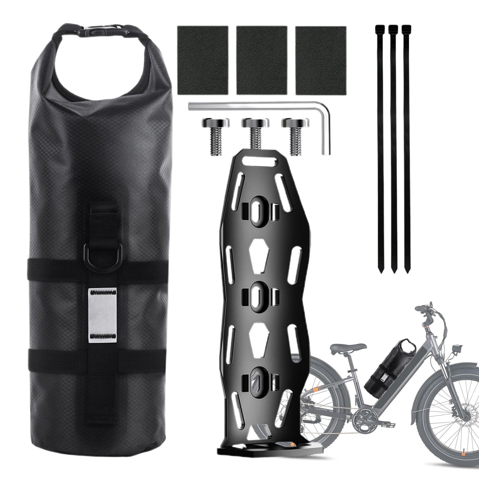 Vibhgtf Fahrrad-Vorderradgabeltasche, wasserdichte Packtaschen und Gepäckträgerkoffer | Mehrzweck-Fahrradgabeltasche mit reflektierenden Streifen für Stadtfahrten, Bikepacking, Radtouren von Vibhgtf