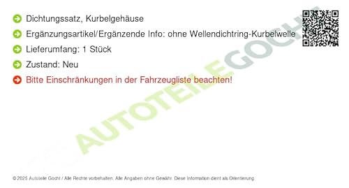 Dichtungssatz, Kurbelgehäuse Kompatibel mit Mercedes 2016-> von Autoteile Gocht von Victor Reinz