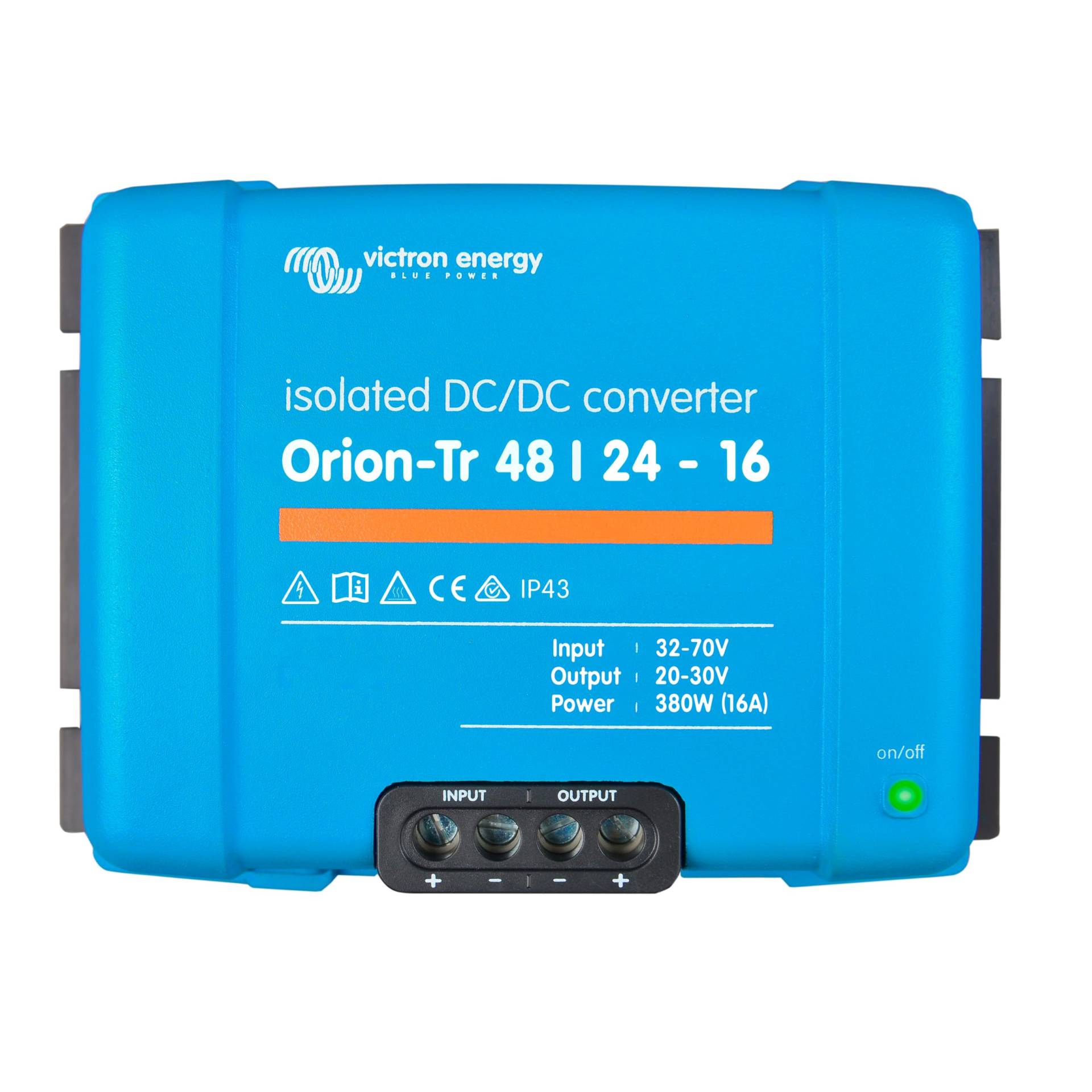 Victron Energy Orion-Tr Spannungswandler - 48/24-Volt 16 Ampere 380-Watt - IP43 Geschützt - DC-DC Konverter für Doppelbatteriesysteme - Isoliert von Victron Energy