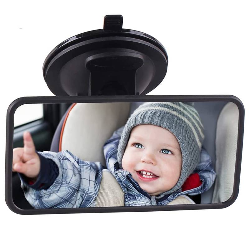 VidFair Rückspiegel Universal Baby Auto Innenspiegel Rückspiegel Fahrtest Fahrlehrer Spiegel Ersatz Auto Rückspiegel mit Saugnapf für Auto SUV LKW 123 x 63 mm (Schwarz) von VidFair