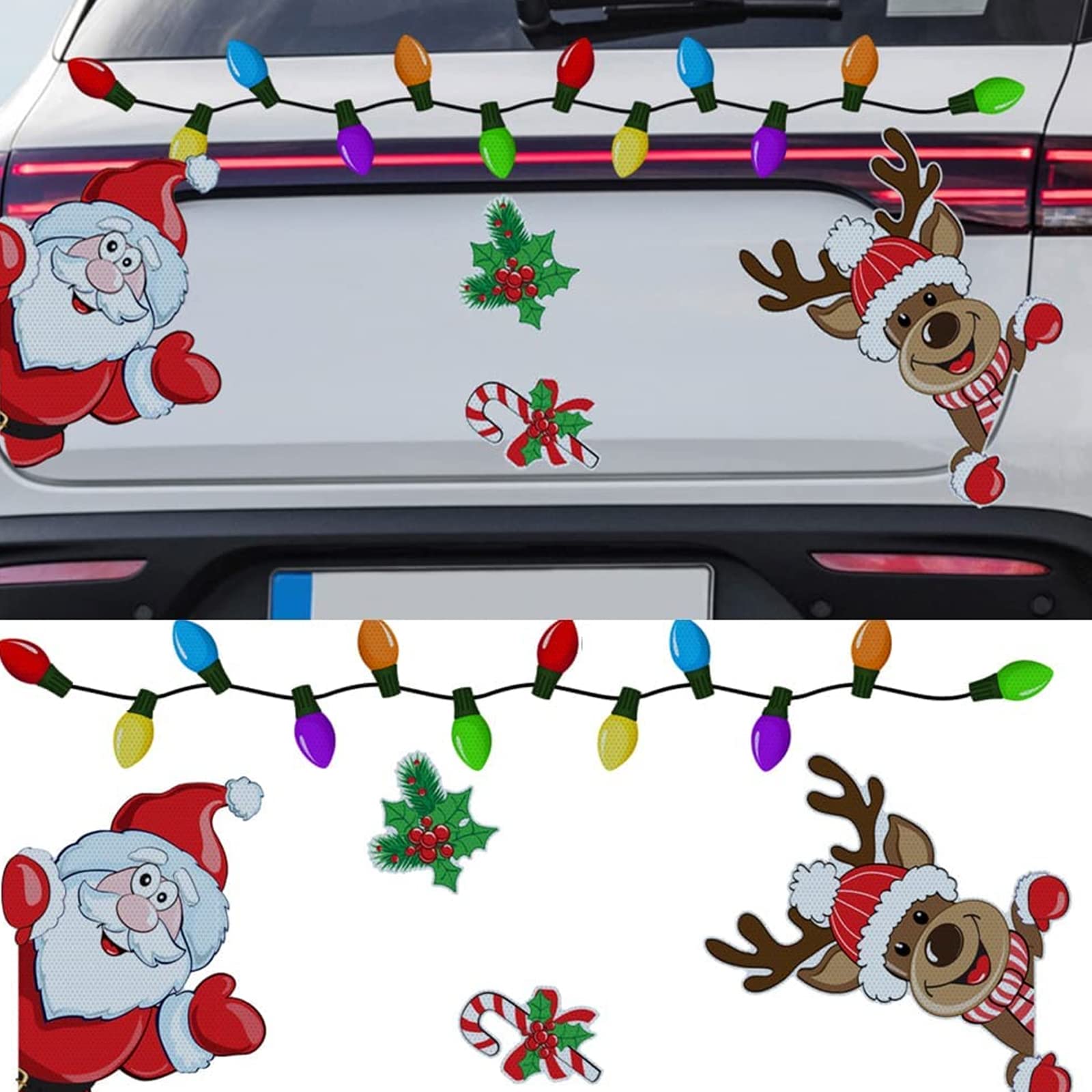 Weihnachtsmagnete Set 22Pcs Reflektierende Auto Weihnachten Weihnachts Mann Rentier Baum Lichter Glühbirne Magnet Set Garagenzwerge Magnete Urlaub Kühlschrank Auto Garagentor Briefkasten Dekorationen von VidFair