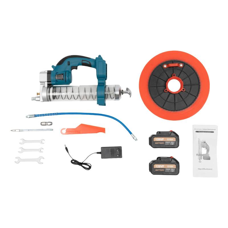 Akku Fettpresse 21V, Elektrisches Fettpresse, Professionelle Akku Hochdruck Schmierpressen inkl 18V Akku + Ladegerät und Tragetasche für Kraftfahrzeuge mechanische Ausrüstung usw. von Vielrosse