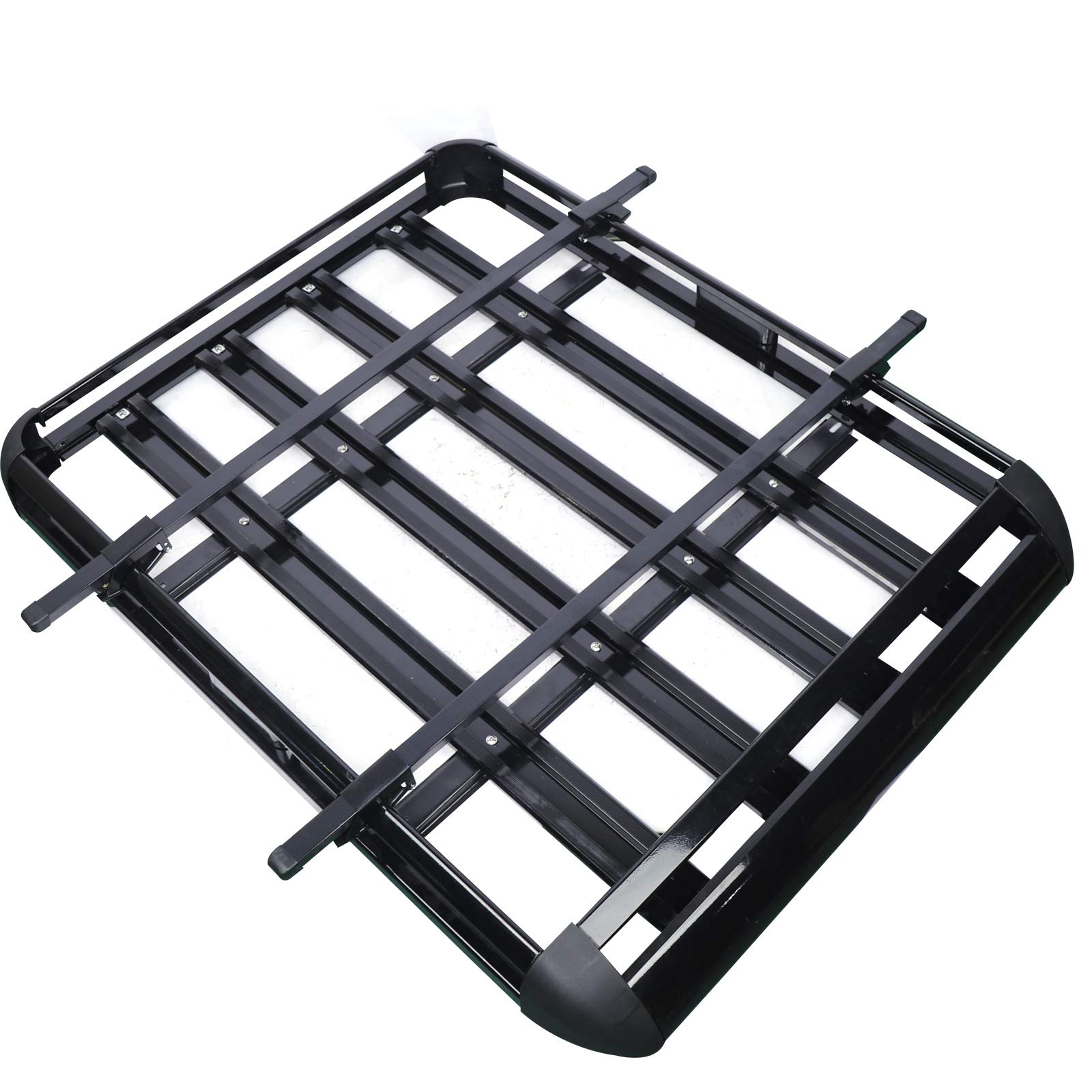 Dachgepäckträger, Auto Dachkorb, Universal Gepäckträger Groß Gepäckkorb aus Aluminium Schwarz Dachträger Dach Gepäck Fracht Träger Relingträger bis 68 kg balastbar 127 x 97 cm von Vielrosse