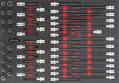 Vigor Schraubendreher-Einsatz Satz - 1/2 - Ribe-CV, XZN - 58-tlg. [Hersteller-Nr. V4729] von Vigor