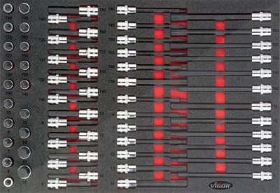 Vigor Schraubendreher-Einsatz Satz - 1/2 TORX®, XZN, Sechskant 62-tlg [Hersteller-Nr. V4727] von Vigor