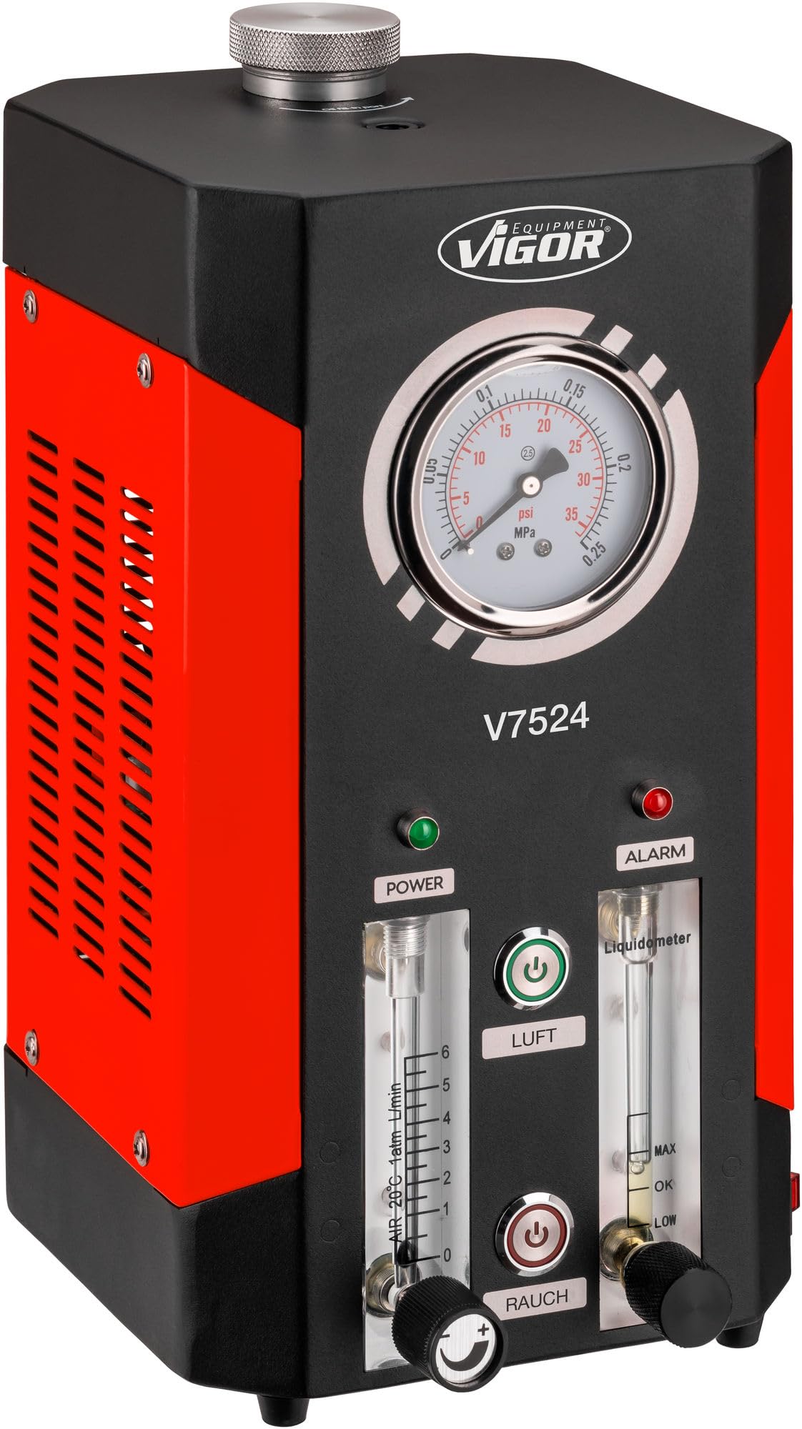 ViGOR Rauchgas-Leckagetester V7524, für Lecksuche in geschlossenen Systemen, Betrieb über 12V Bordnetz, mit integriertem Luftkompressor und Manometer, universell für Ansaug-, Abgas- und Klimasysteme von Vigor