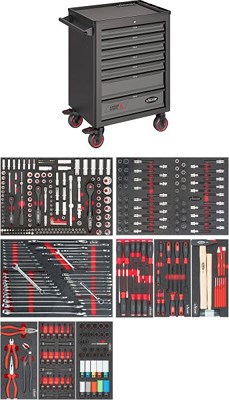 Vigor Werkstattwagen Series L - Befüllt - 7 Schubladen - 376-tlg. [Hersteller-Nr. V1901/376] von Vigor