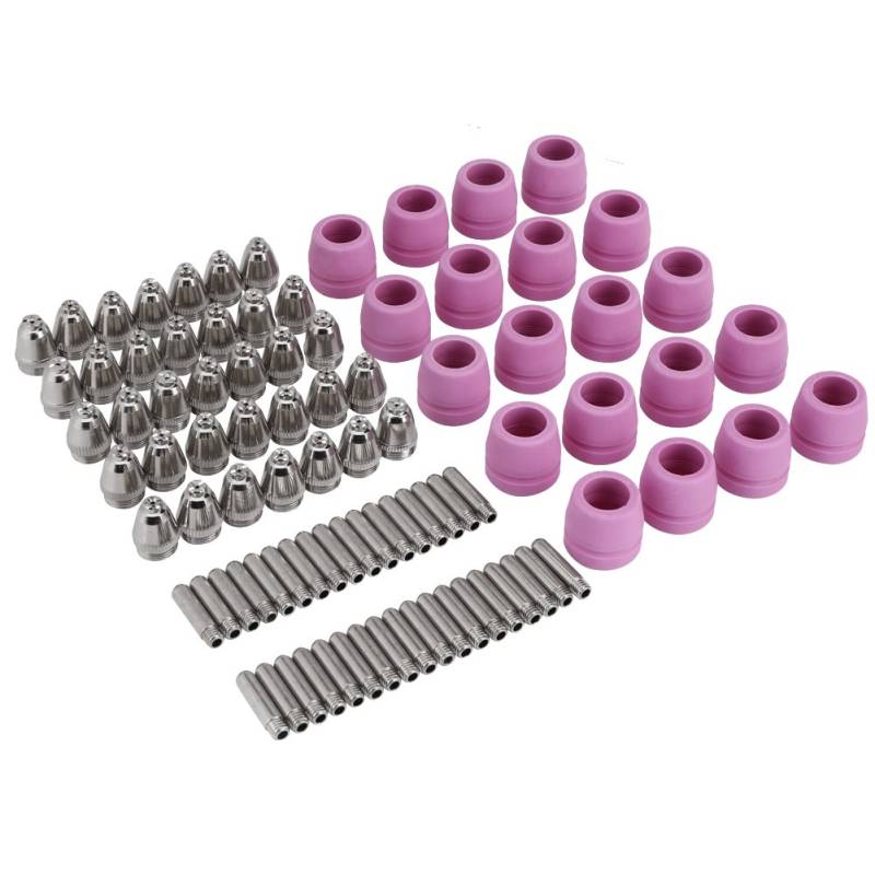 90 Stück/Set Plasmaschneider Schneidbrenner Elektrodendüsen Cups Kit für AG-60, 20 * Keramik-Schild Cups + 35 * Kupferelektroden + 35 * Kupferdüsen von Vikye