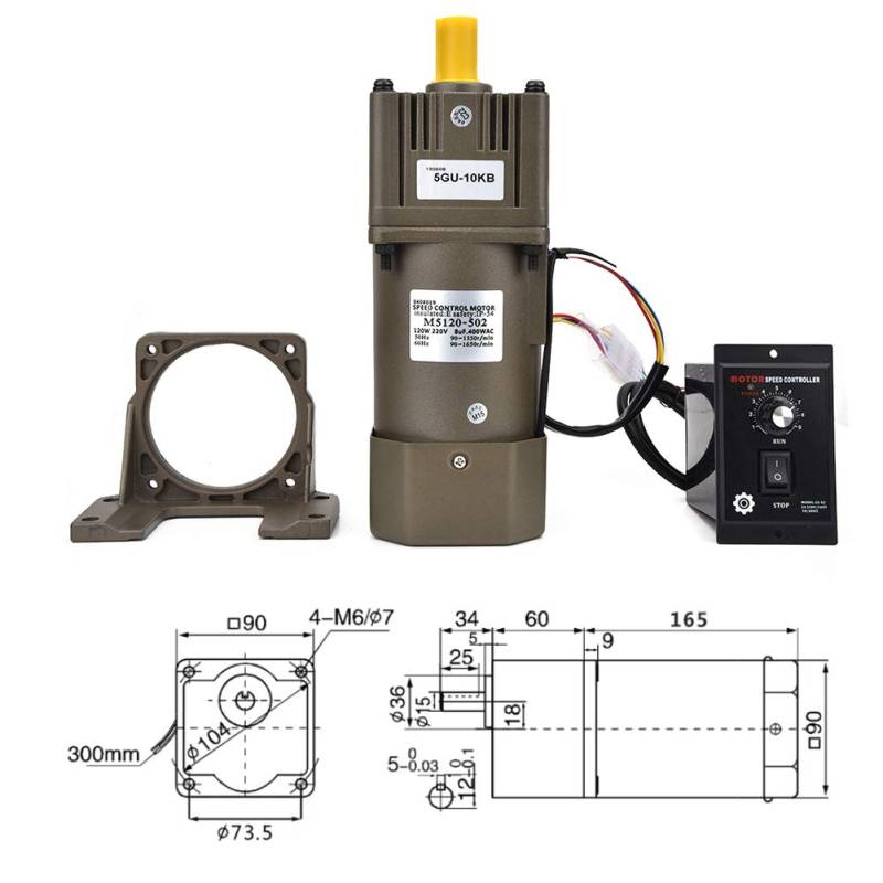 Elektrischer Getriebemotor, Einphasen Umkehrgetriebemotor mit Einstellbarer Drehzahl und Getriebesteuerungshalterung für die Verpackungsindustrie, Werkzeugmaschinenindustrie(10K) von Vikye