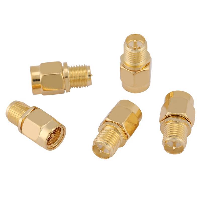 Koaxial-Steckverbinder, 5 Stück SMA-Stecker auf RP-SMA-Buchse HF-Koaxial-Adapter-Steckverbinder Adaptersteckersatz, SMA-Koaxial-HF-Steckverbinder von Vikye