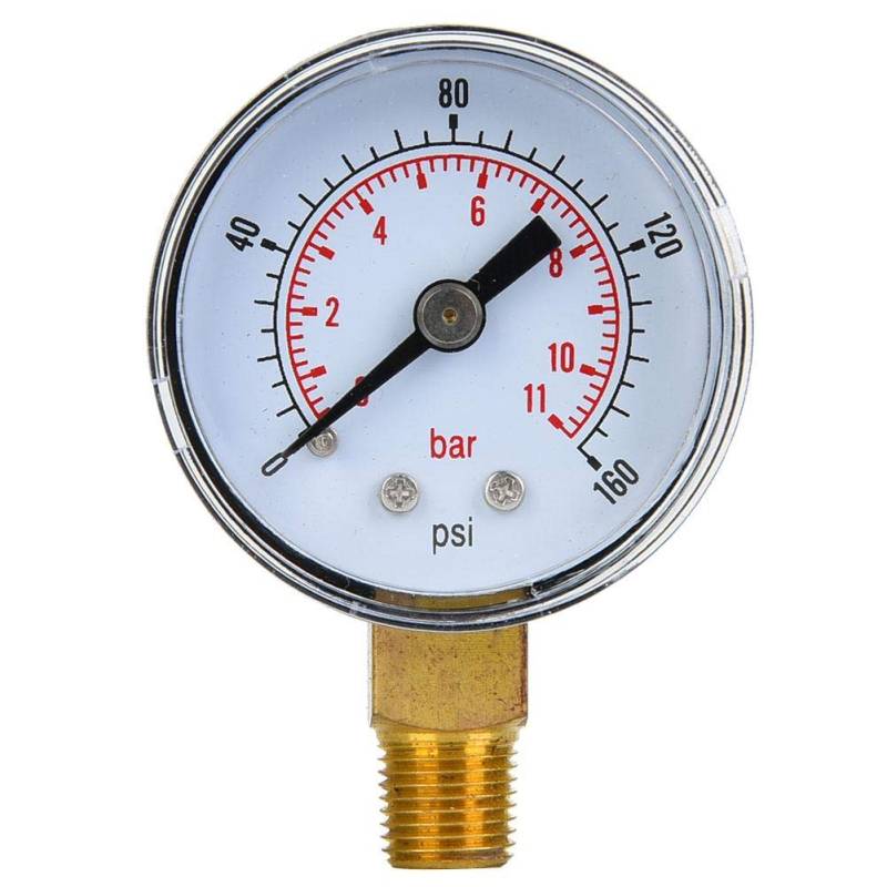 Mechanisches Manometer, 1/8 Zoll BSPT Manometer für Luft, Öl und Wasser(0-160psi,0-11bar) von Vikye