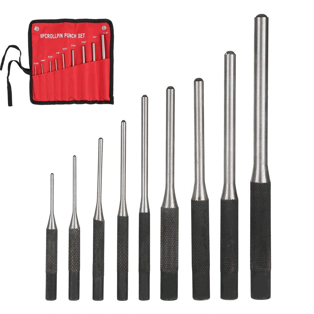 Steel Center Punch, 9 Teilige Roll Pin Punch Set, Mechanics Professional Tool Kit zum Brechen oder Bohren von Wänden, Beton, Steinen oder Anderen Materialien von Vikye