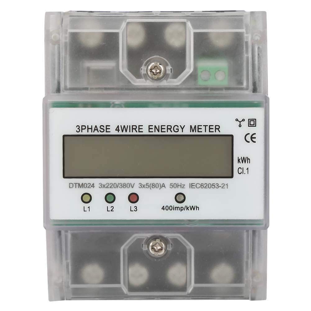 Stromzähler, 3 Phasen 4P KWh Zähler 220/380V 5-80A Energieverbrauch Digitaler Stromzählermit LCD (9999999.1KWh) von Vikye