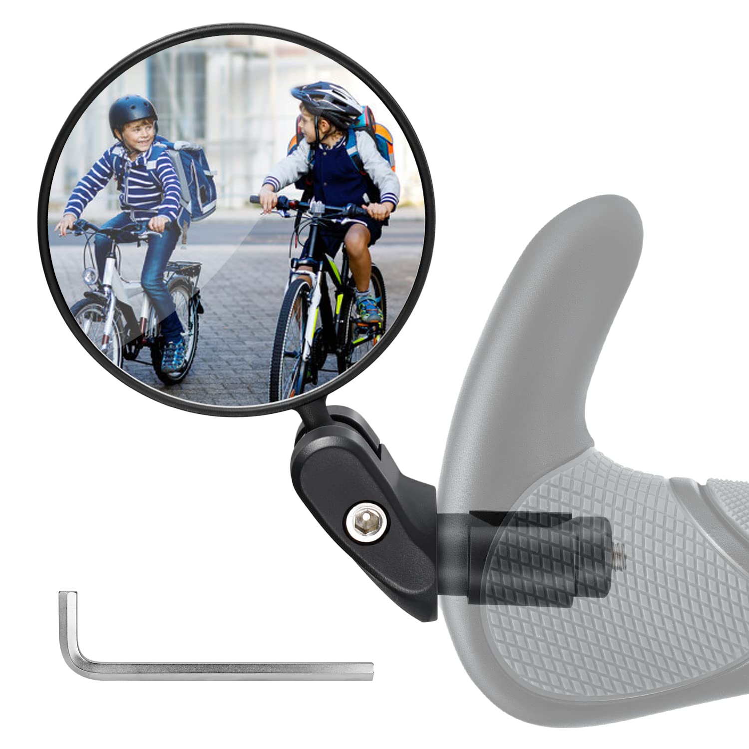 Vintoney Fahrradrückspiegel, 1 Stück universal verstellbar 360° Fahrradspiegel für 17,4-22 mm Flacher Lenker Drehspiegel Rückspiegel Lenkerspiegel für Fahrrad rennrad Mountainbikes (Kurzer Griff) von Vintoney