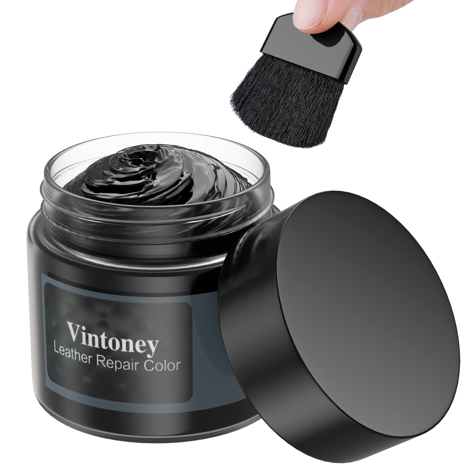 Leder Reparatur Set, Vintoney 50ML SCHWARZ Lederreparatur Creme Lederreparaturset Lederbalsam Lederpflege Füller für Auto Lederlenkrad Sofa Jacke Geldbörse Gürtel Schuhe Kunstleder Kratzer Risse von Vintoney